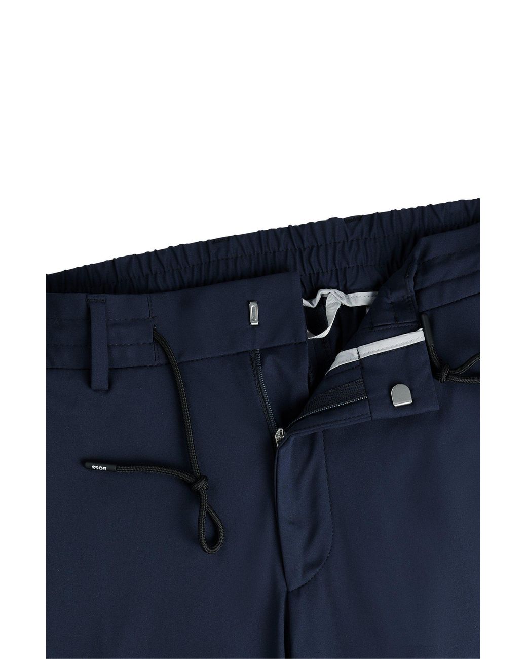 Boss Blue Drawstring Slim-Fit Pants for men