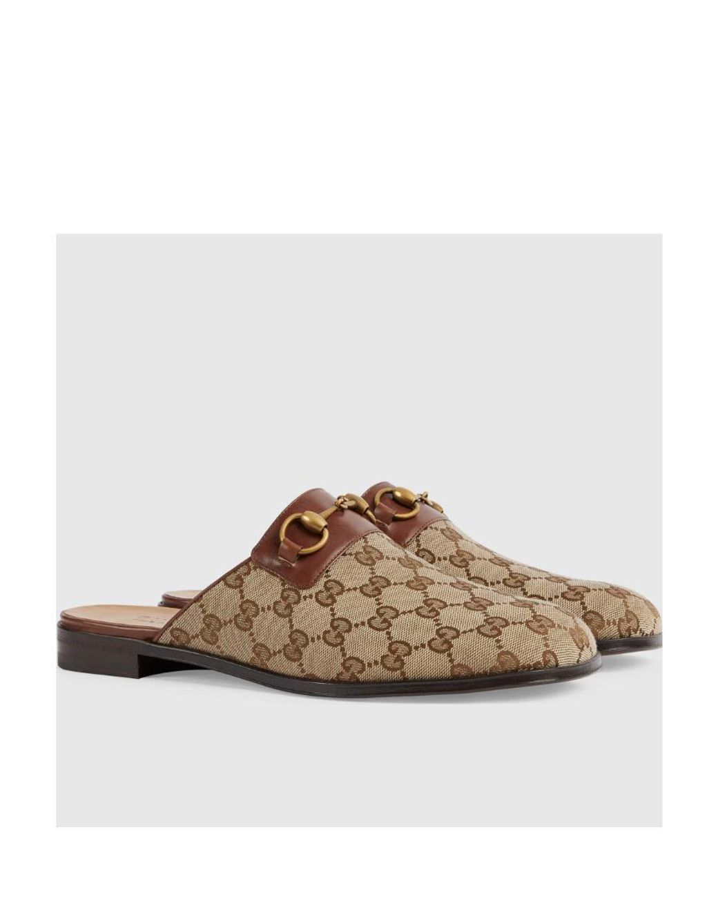 Gucci Brown Monogram Slip-On Slippers for men