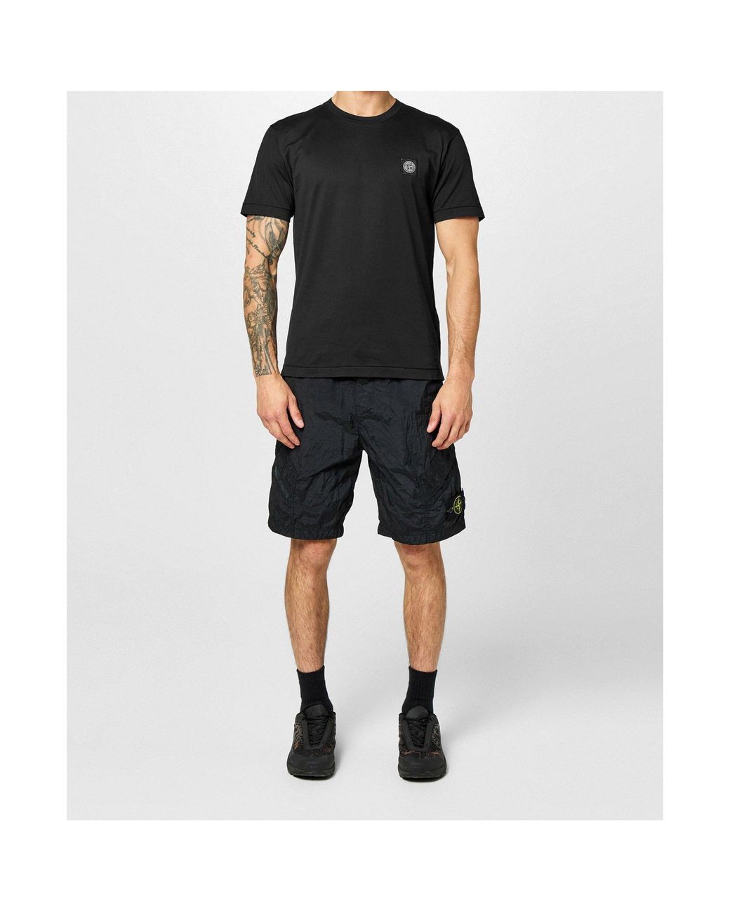 Stone Island Gray Logo Patch T-Shirt for men