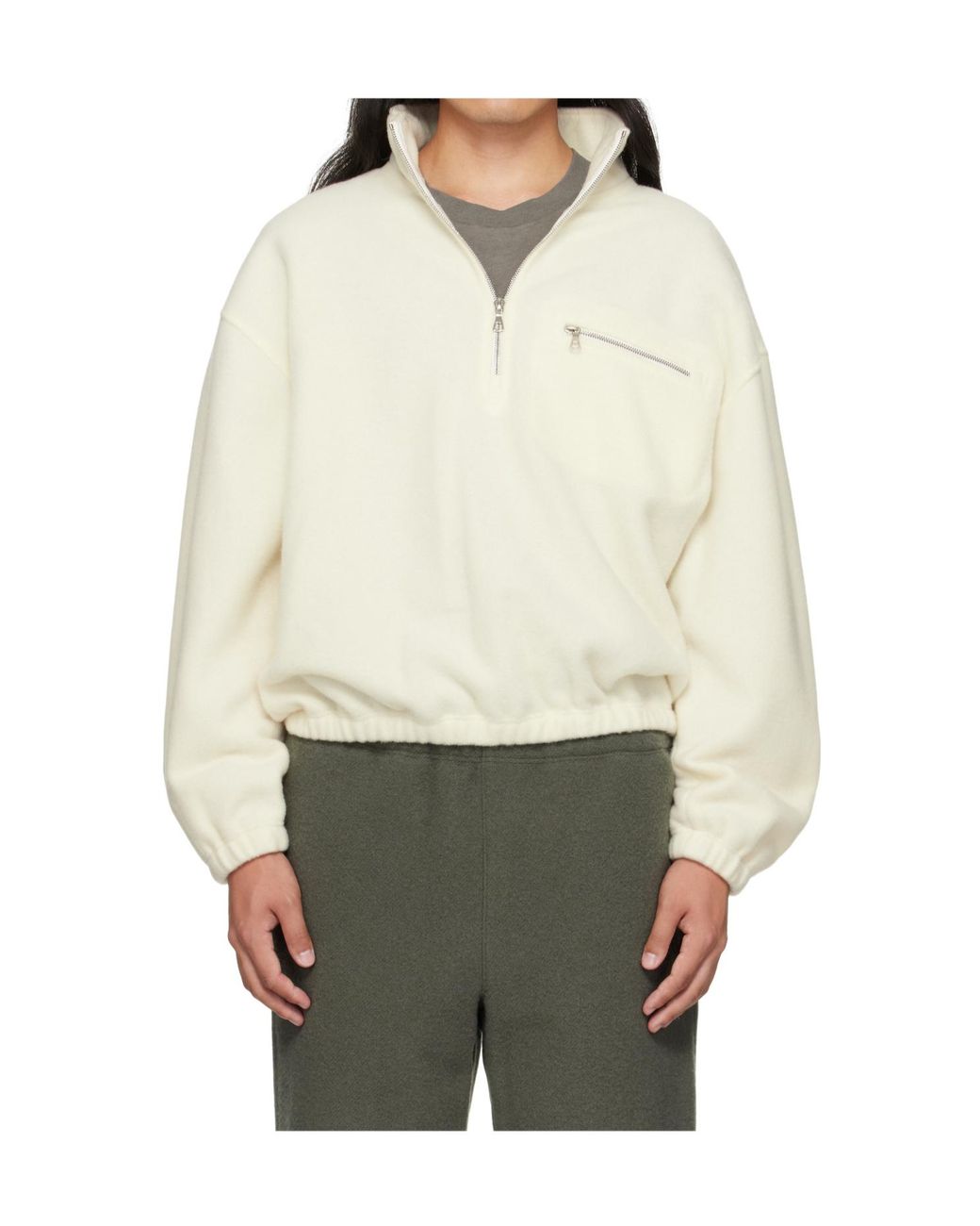 Rier Natural Half-Zip Fleece Sweatshirt for men