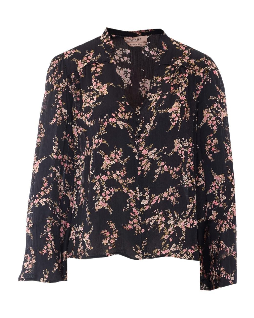 Twinset Black Floral Long-Sleeve Top