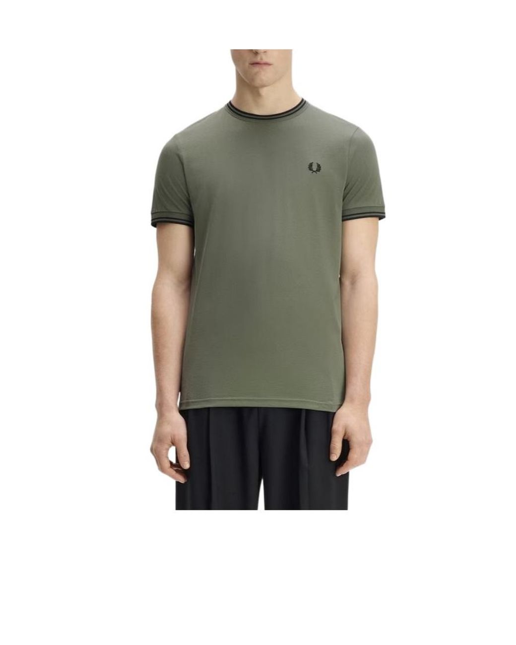 Fred Perry Green Striped T-Shirt With Two Stripes for men