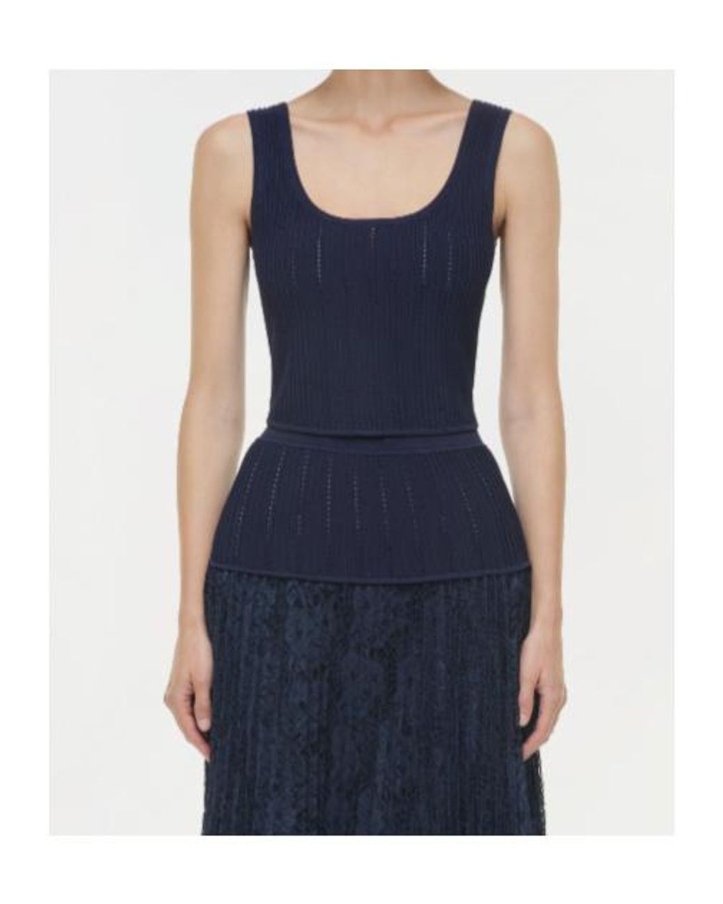 Jonathan Simkhai Blue Rylan Pointelle-Knit Tank Top