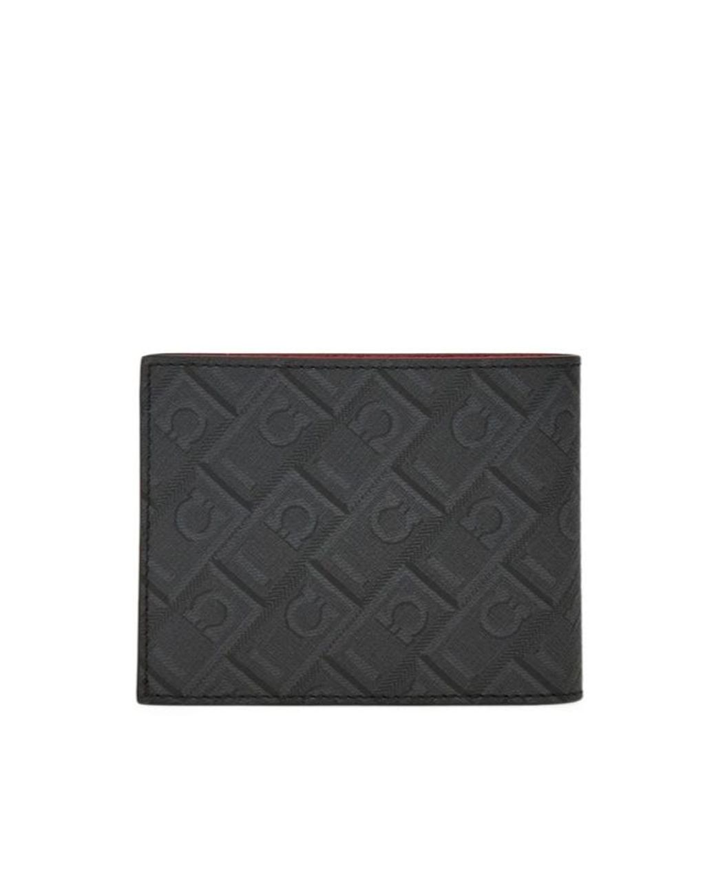 Ferragamo Black Ferragamo Monogram Printed Bi-Fold Wallet for men