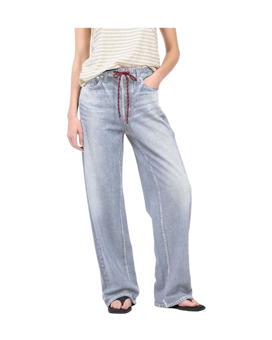 Rag & Bone Blue Rb Miramar Terry Drawstring Wide-Leg Pants