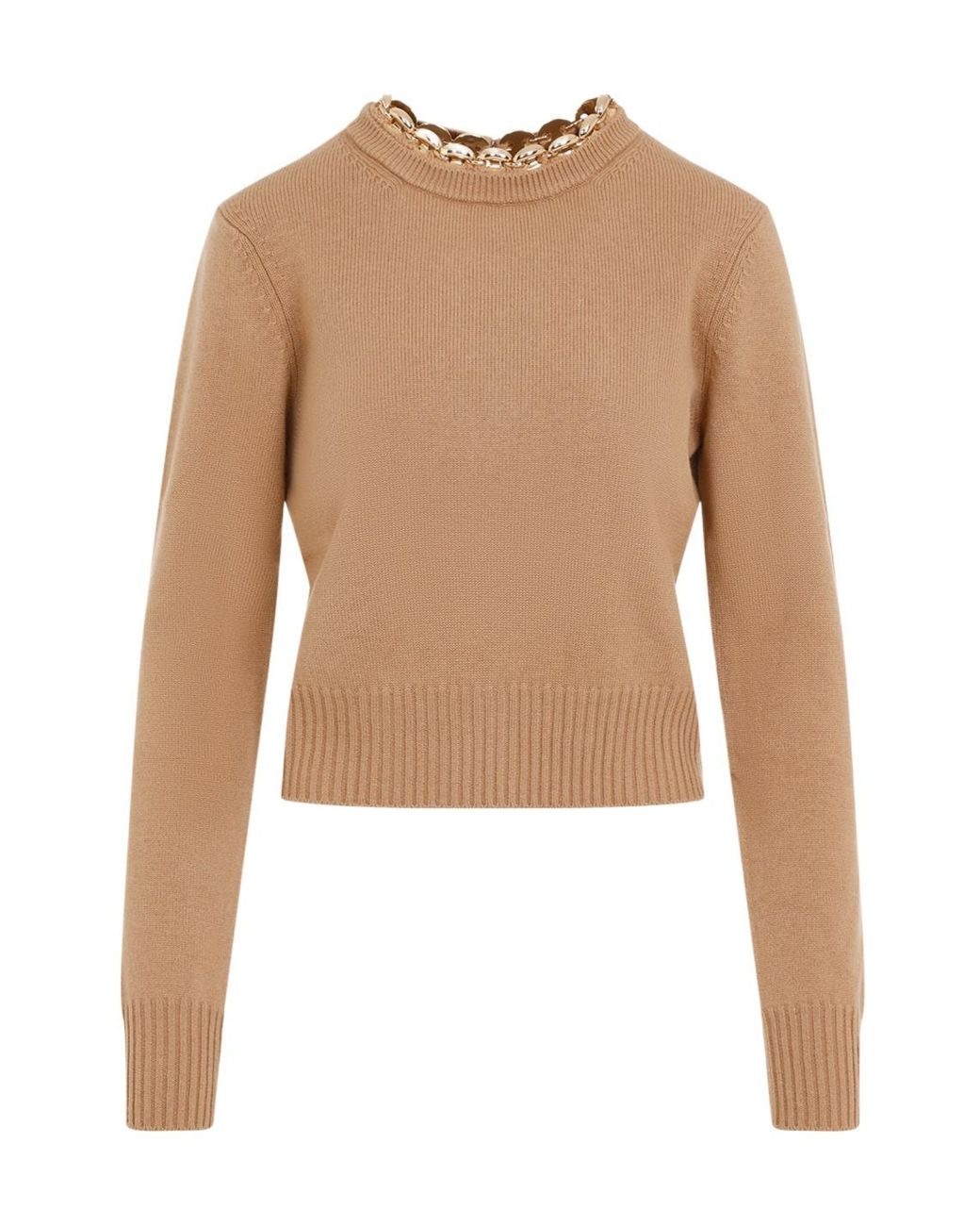Rabanne Natural Embellished Crewneck Jumper
