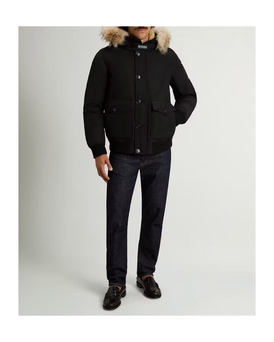 Woolrich Blue Polar Hooded Bomber Jacket for men