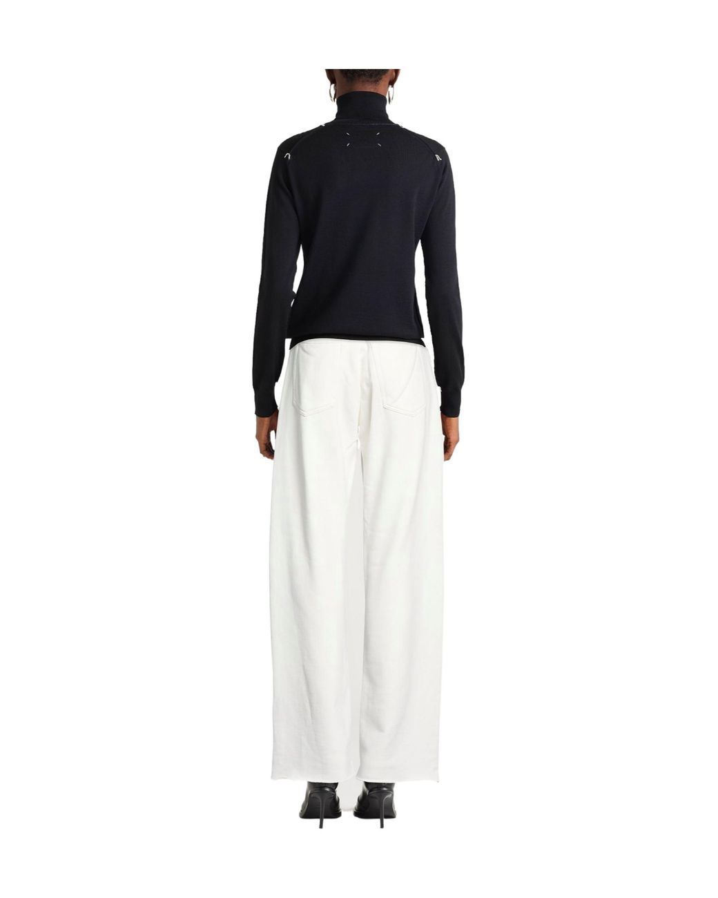 MM6 by Maison Margiela White Solid-Color High-Waist Casual Trousers