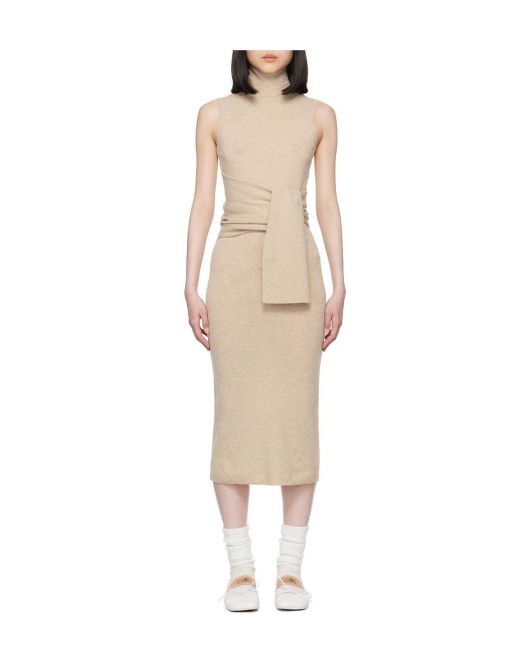MM6 by Maison Margiela White Knitted Midi Dress