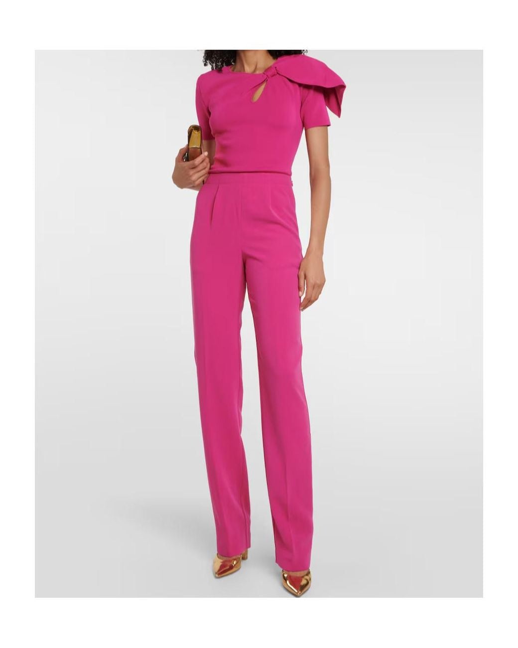 Roland Mouret Pink High-Rise Crêpe Pants