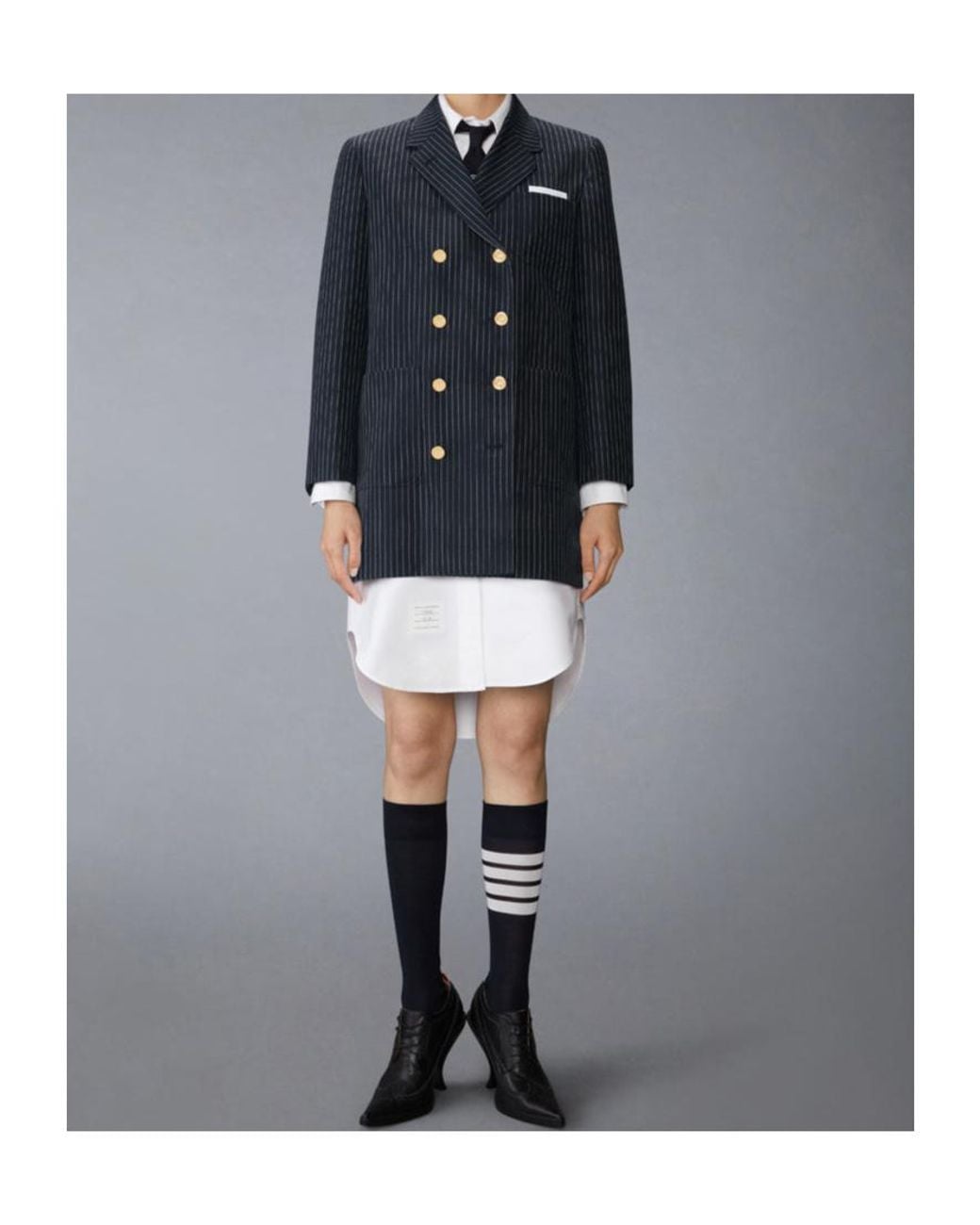 Thom Browne Blue Pinstripe Double-Breasted Jacket