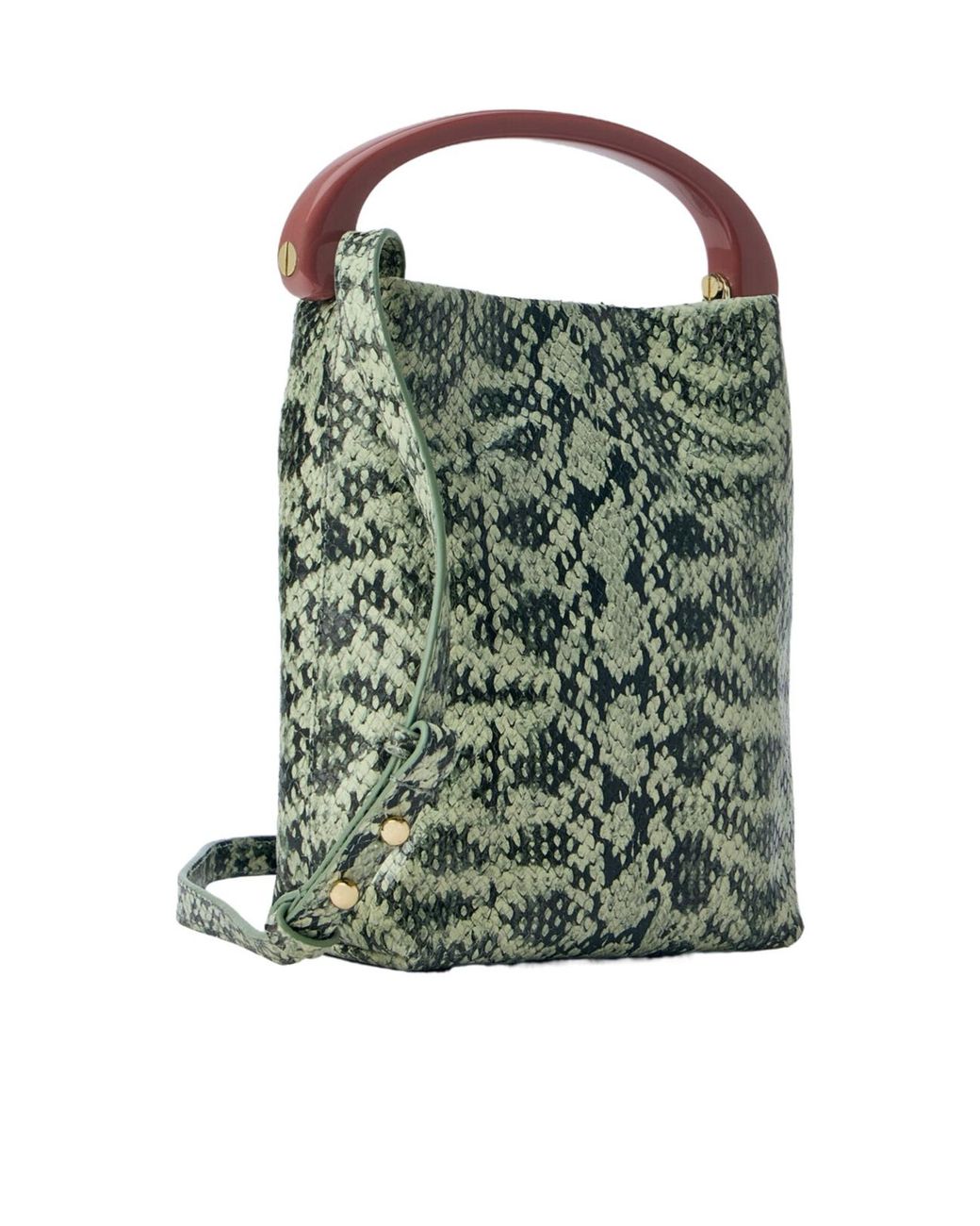 Dries Van Noten Green Embossed Leather Shoulder Bag