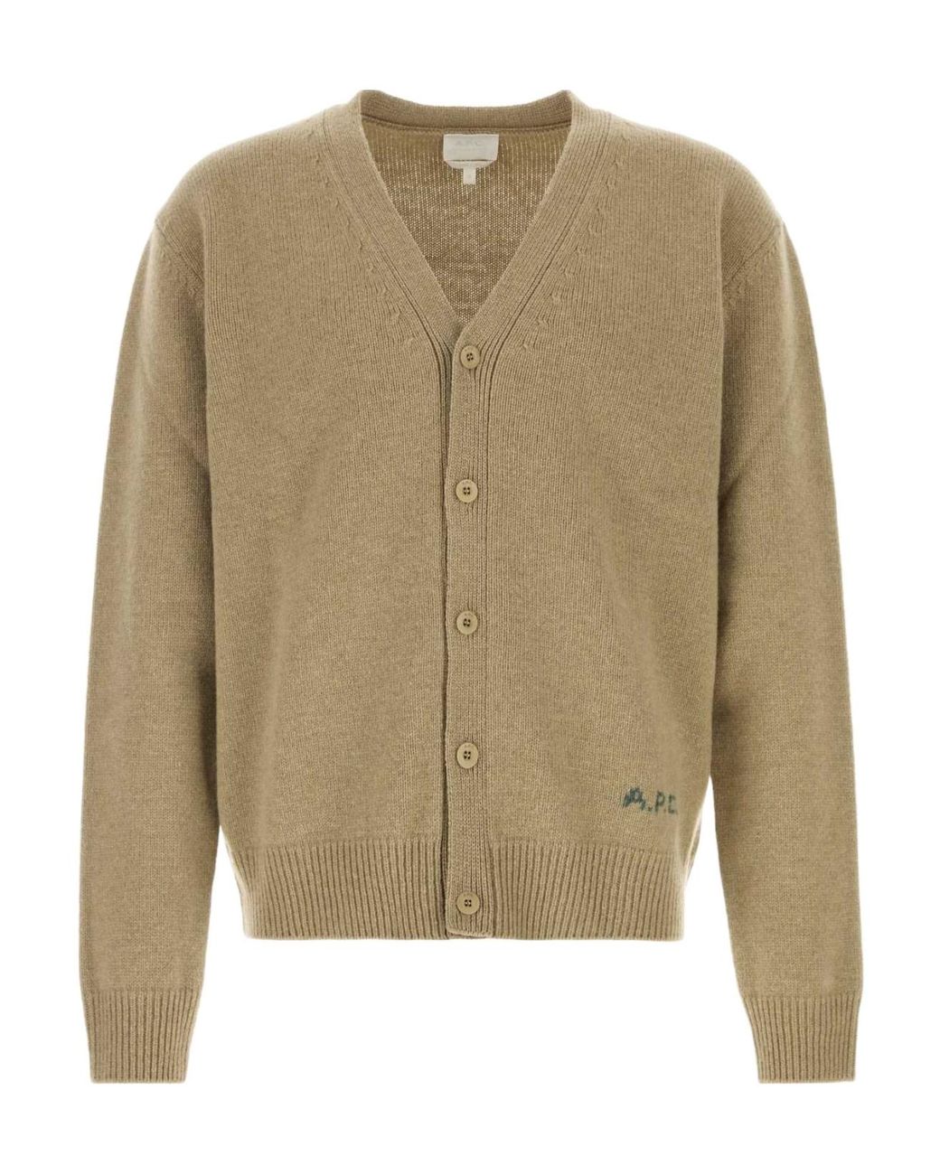 A.P.C. Natural Kevin V-Neck Cardigan for men
