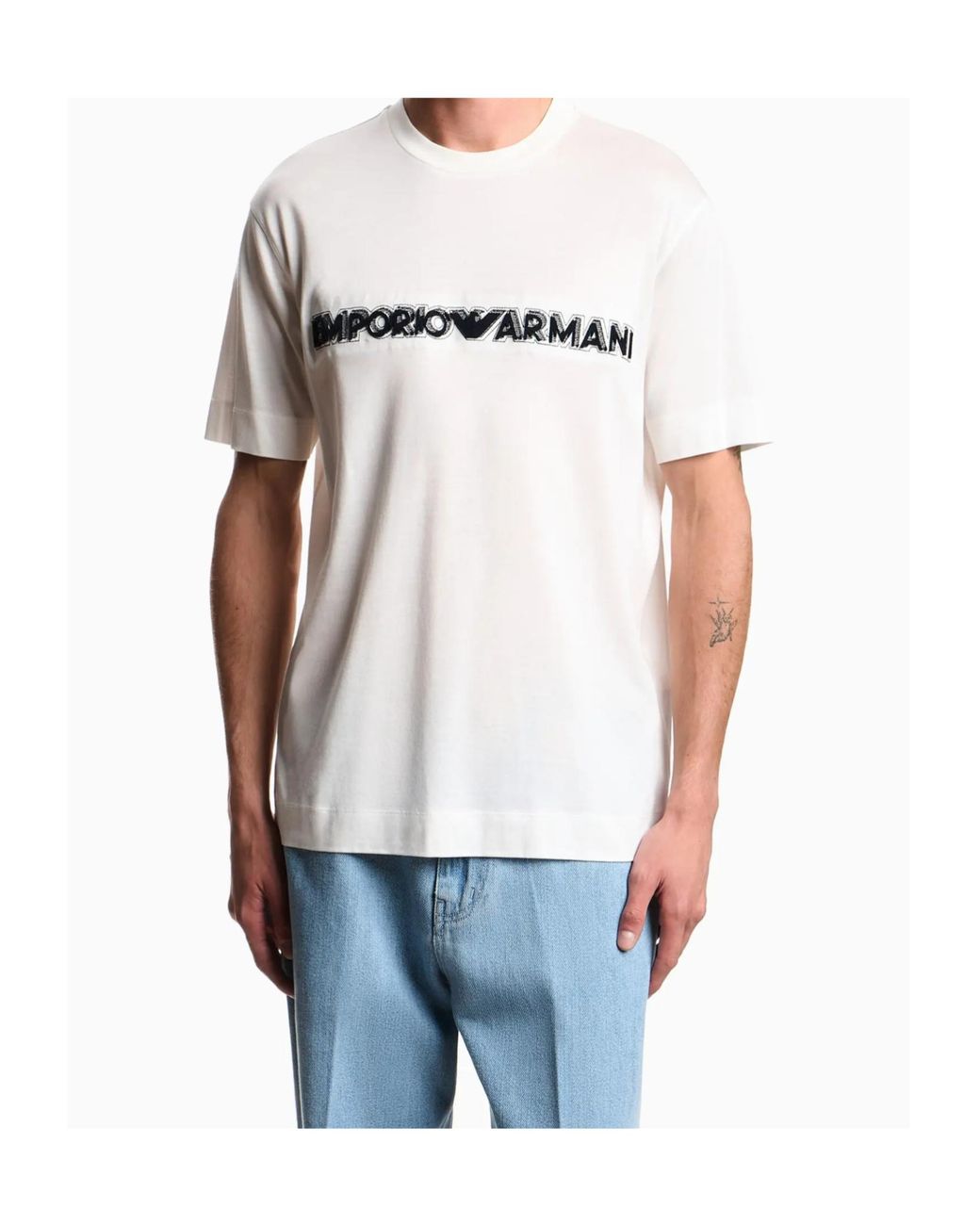 Emporio Armani White Crewneck Short-Sleeved T-Shirt for men