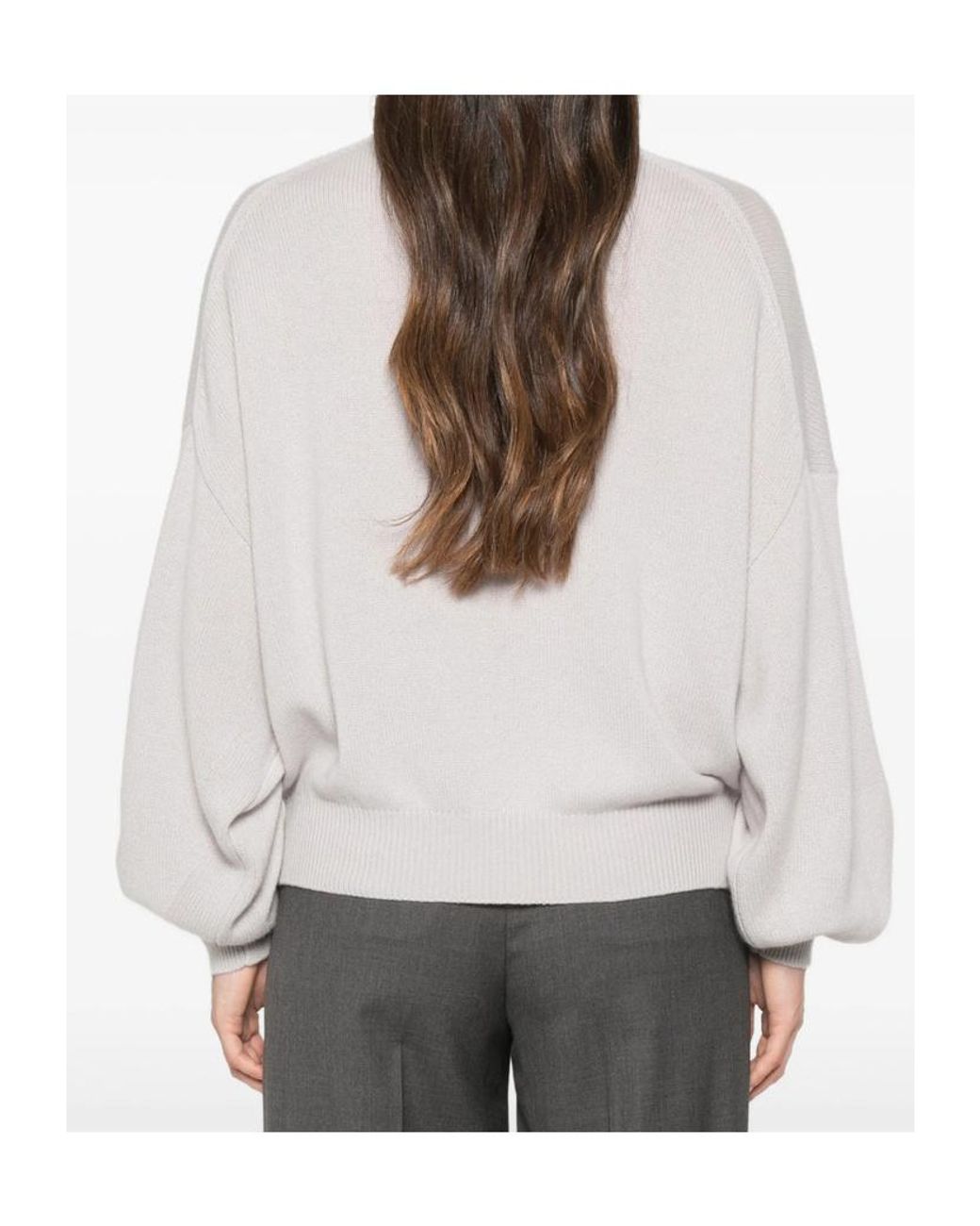 Lisa Yang White Veira Ribbed Knit Sweater