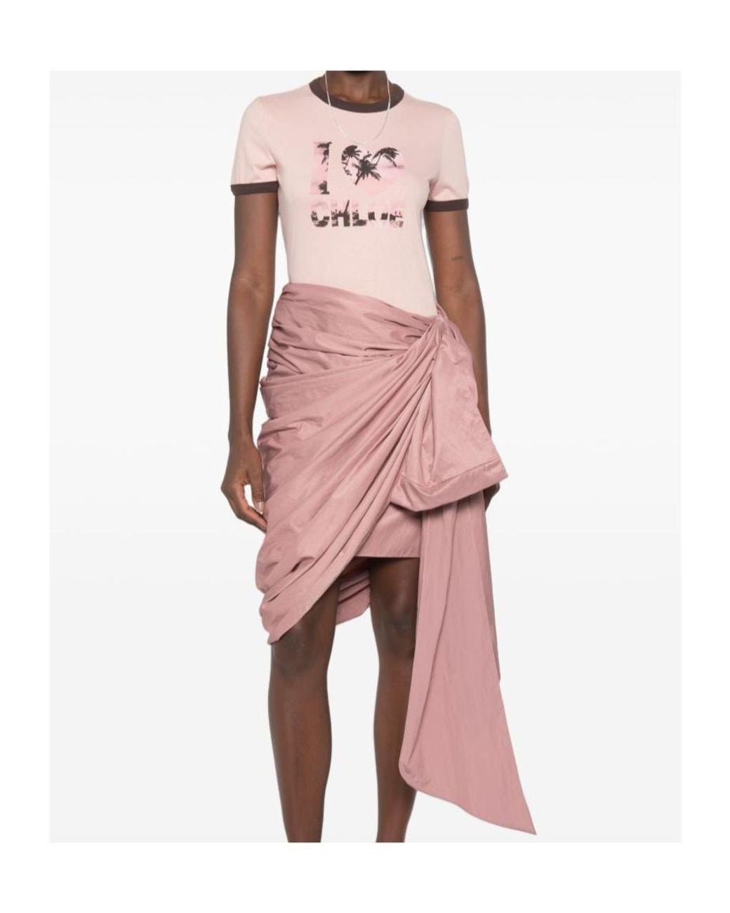 Chloé Pink Chloé Palm Tree Printed Crewneck T-Shirt