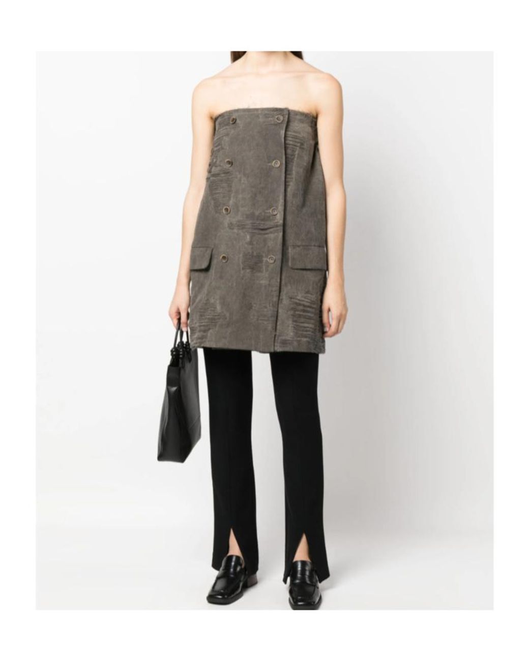 Uma Wang Gray Oversized Distressed Double-Breasted Top