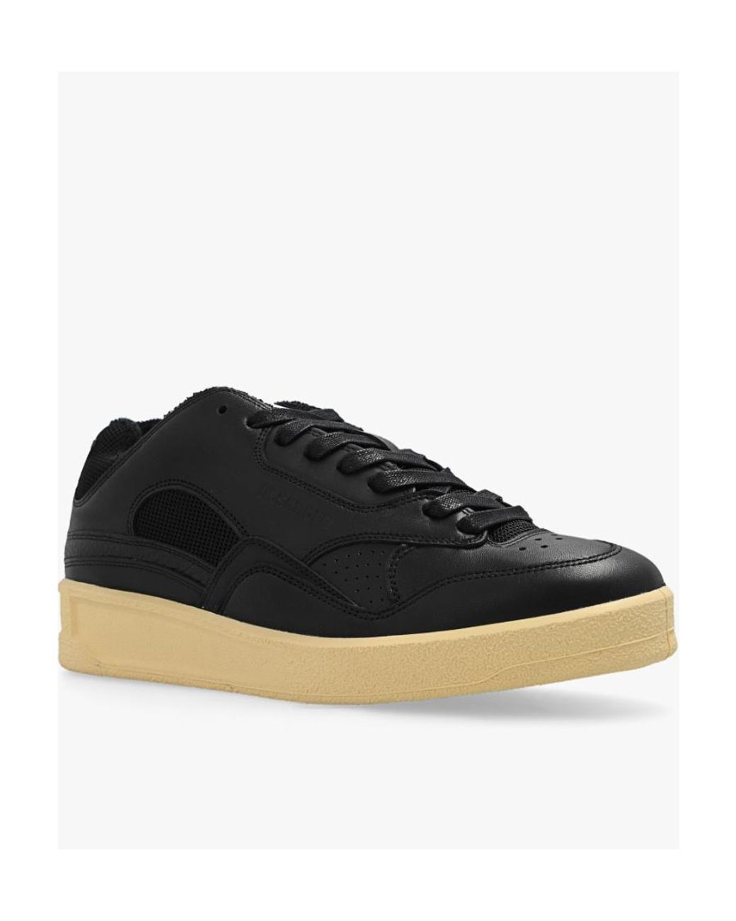 Jil Sander Black Round-Toe Lace-Up Sneakers