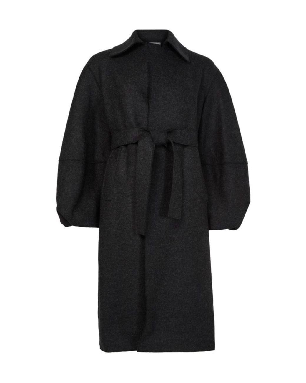 Harris Wharf London Black Puff-Sleeved Coat