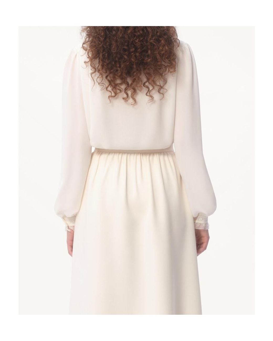 Valentino White Ruffle Detailed Georgette Shirt