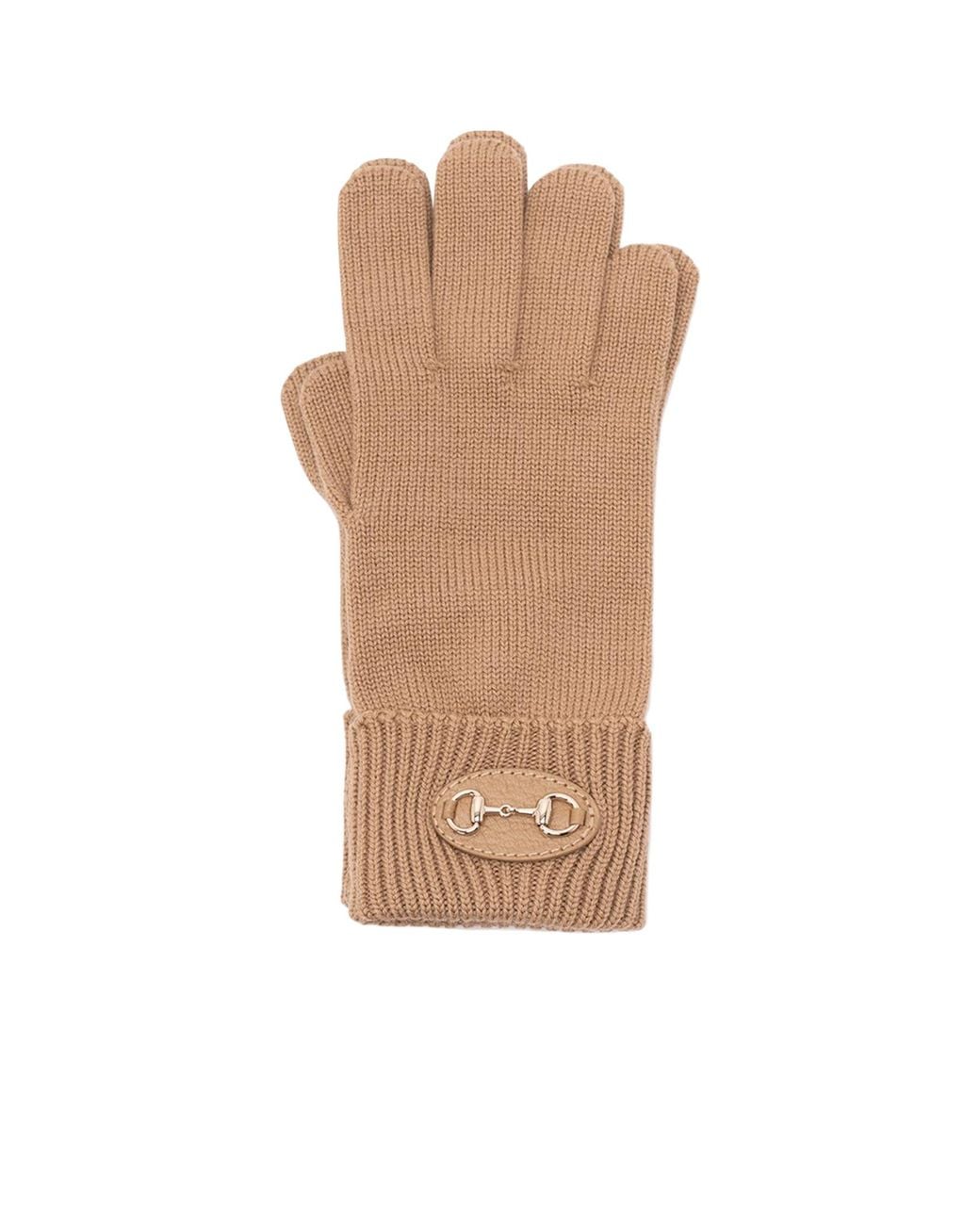 Gucci Natural Horsebit Knit Gloves
