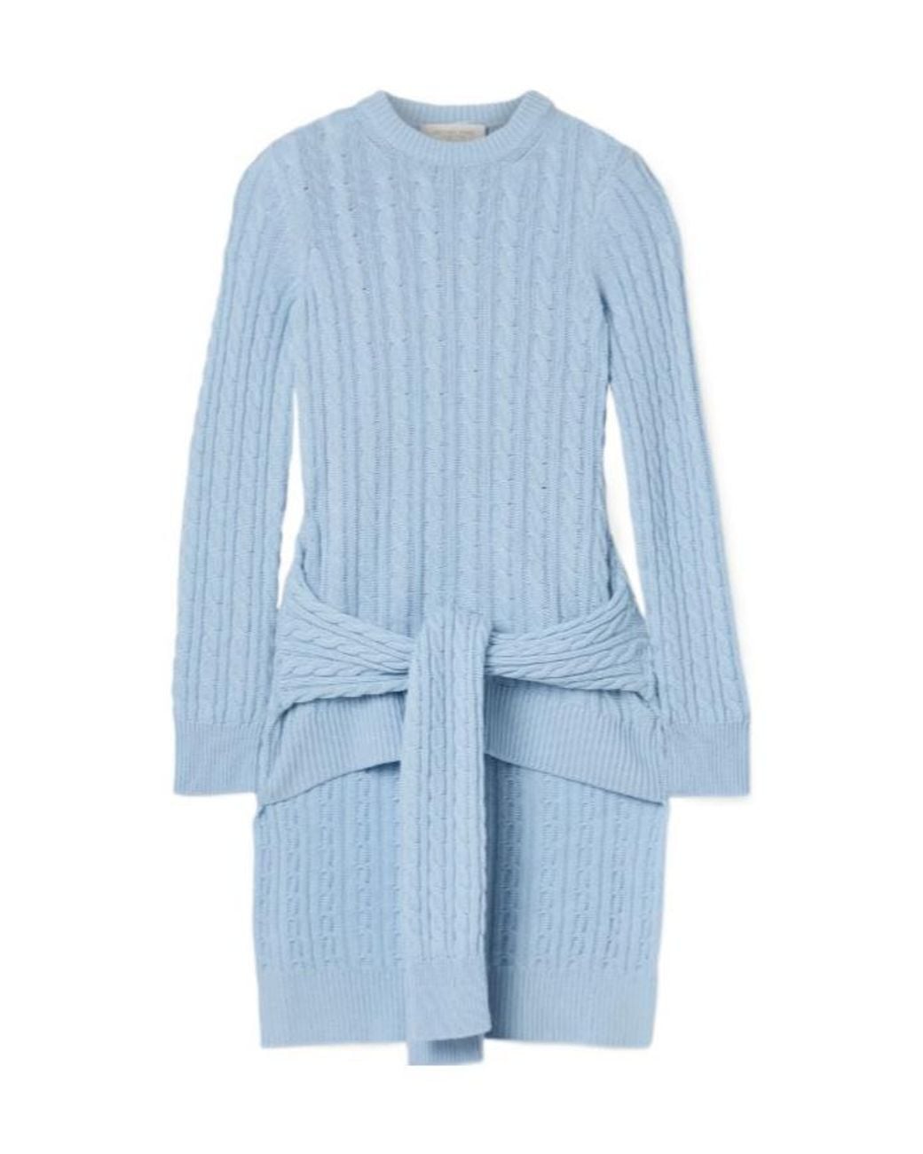 Michael Kors Blue Asymmetric Cable-Knit Cashmere Sweater