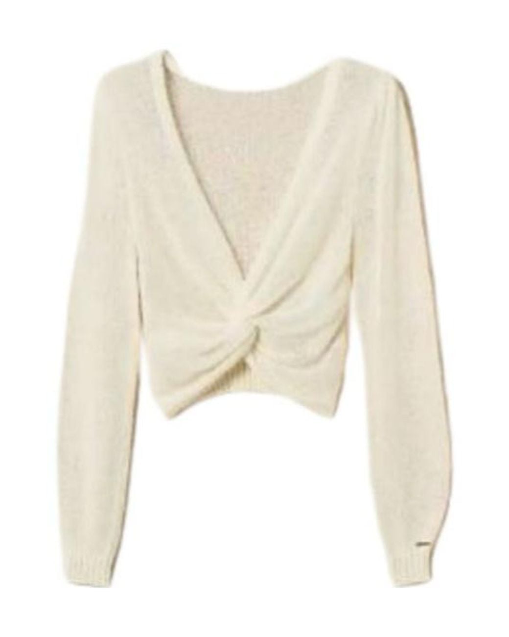 Twinset Natural Dual-Use Knit Shrug With Criss-Cross