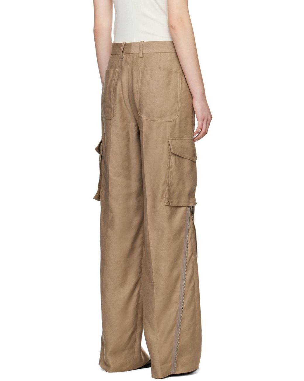 Helmut Lang Natural Cargo Carpenter Zipper Casual Pants