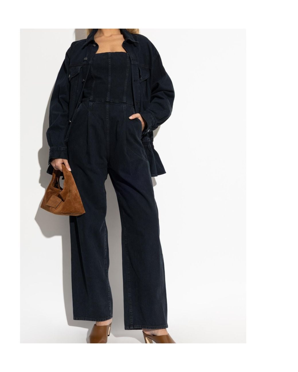 Agolde Blue Peplum Denim Jacket