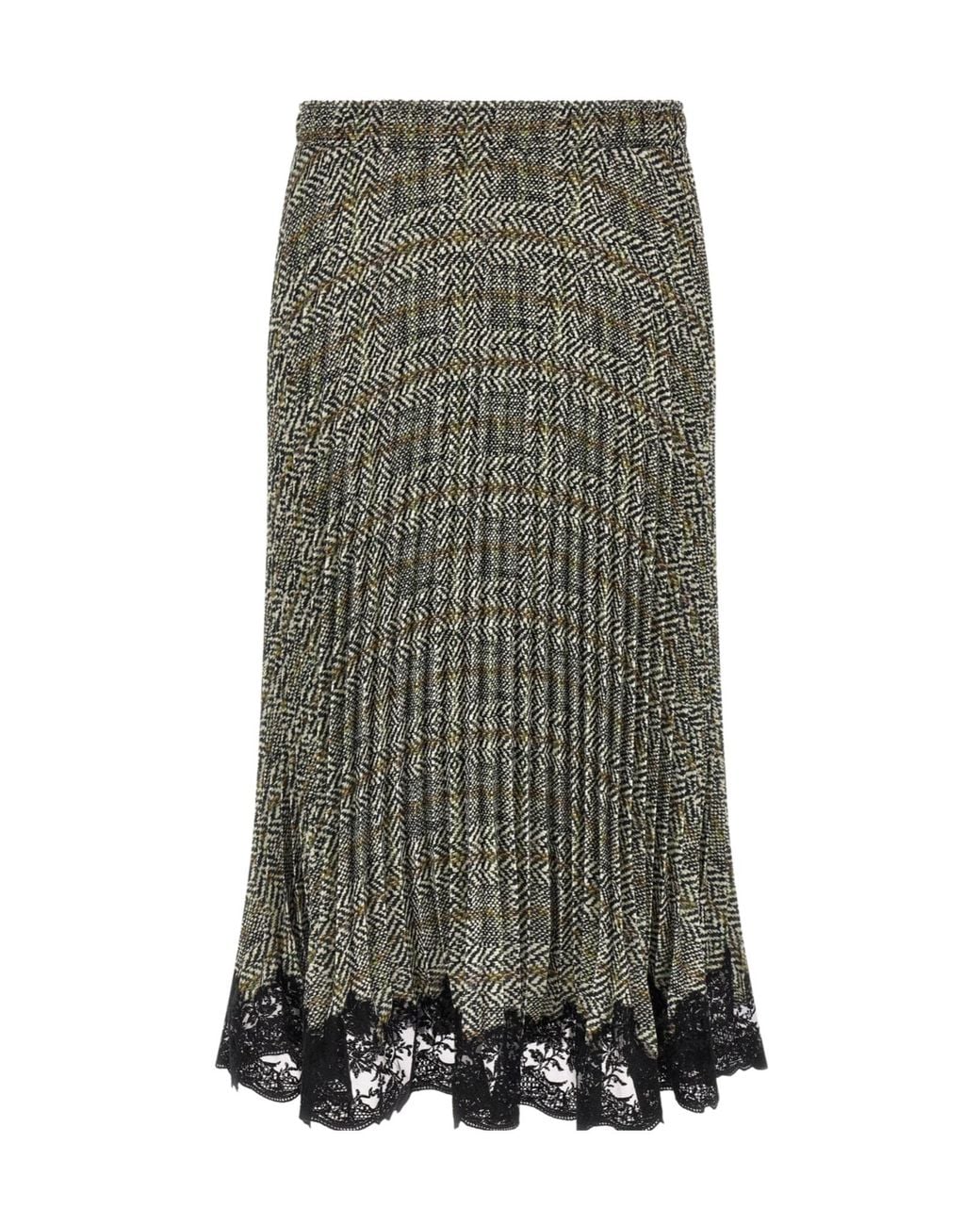 Ermanno Scervino Gray Pleated Lace Midi Skirt