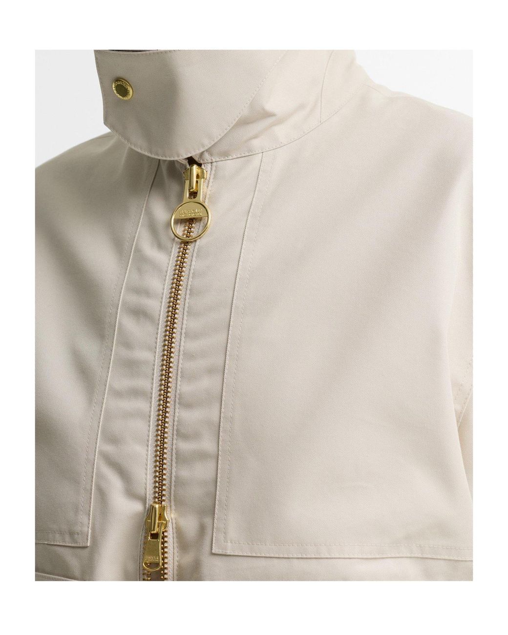 Barbour White Cropped Zipfront Utility Jacket