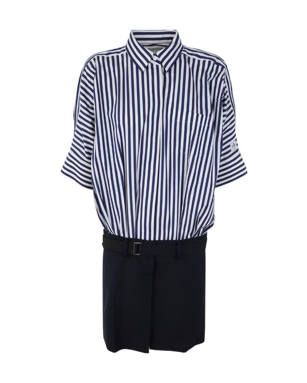 Sacai Blue Midi Cotton Poplin Dress