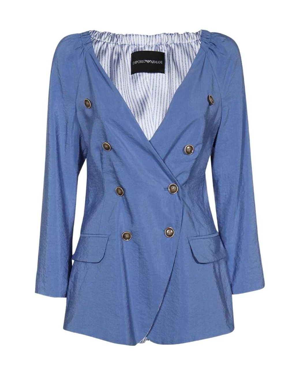 Emporio Armani Blue Double-Breasted Silk Jacket