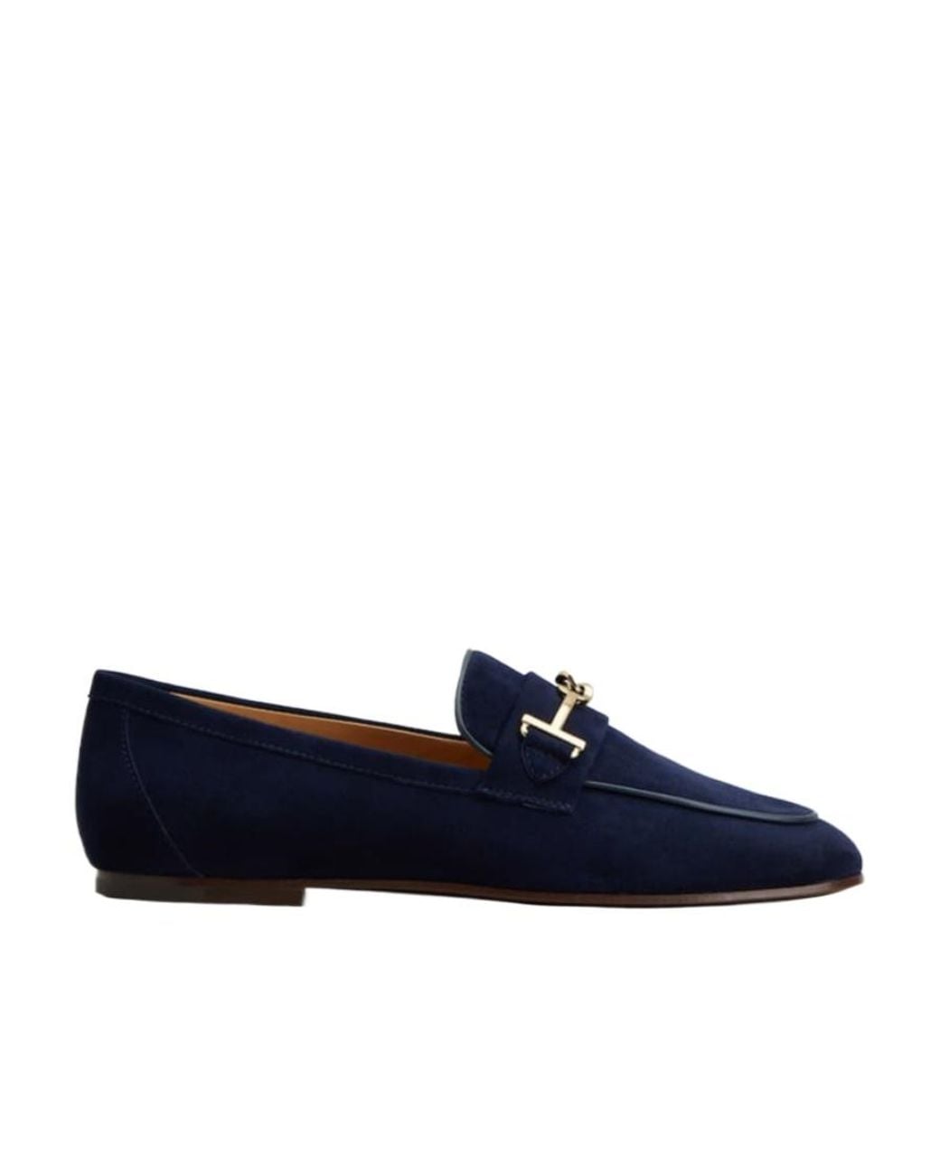 Tod's Blue Logo Plaque Almond Toe Loafers