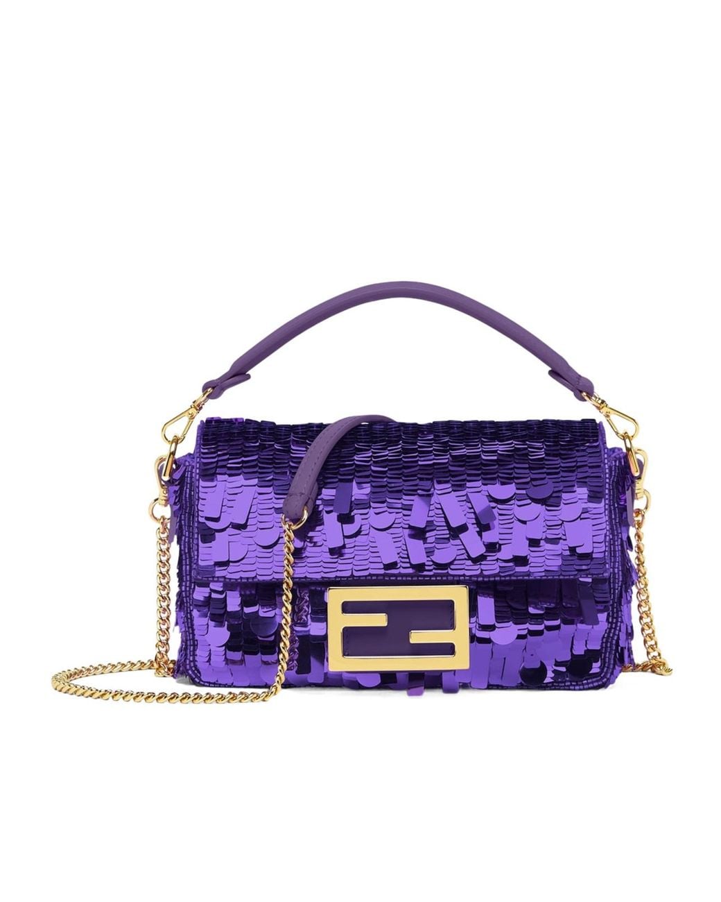 Fendi Purple Bag Embroidered With Sequins
