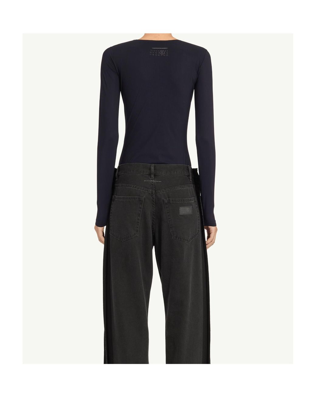 MM6 by Maison Margiela Blue Long-Sleeved Crewneck Bodysuit