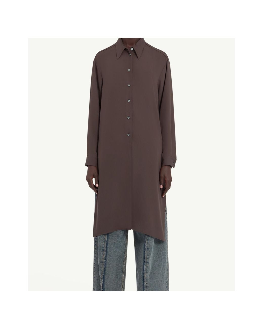 MM6 by Maison Margiela Brown Long-Sleeved Straight Hem Shirt
