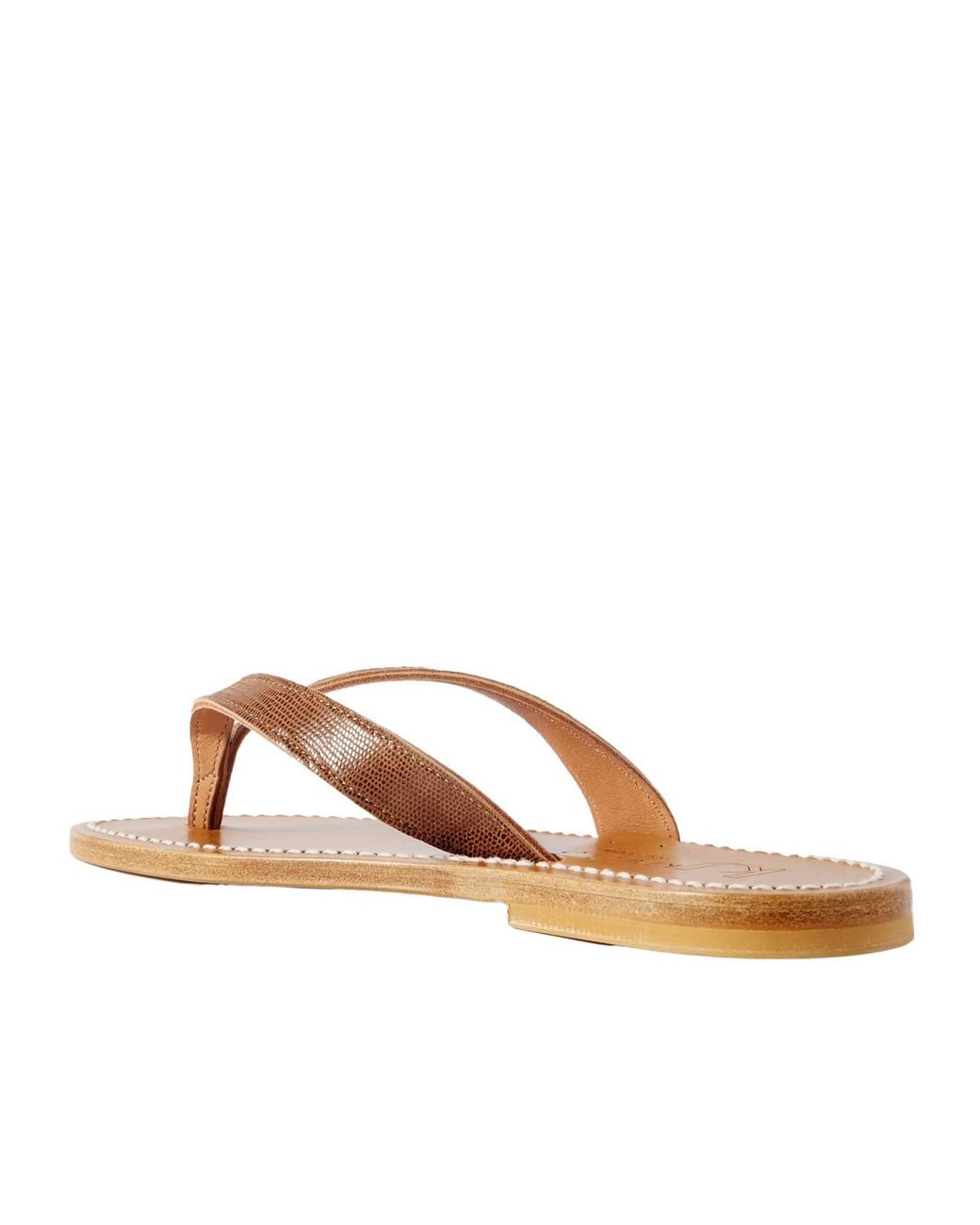 K. Jacques Brown Lizard-Effect Leather Sandals