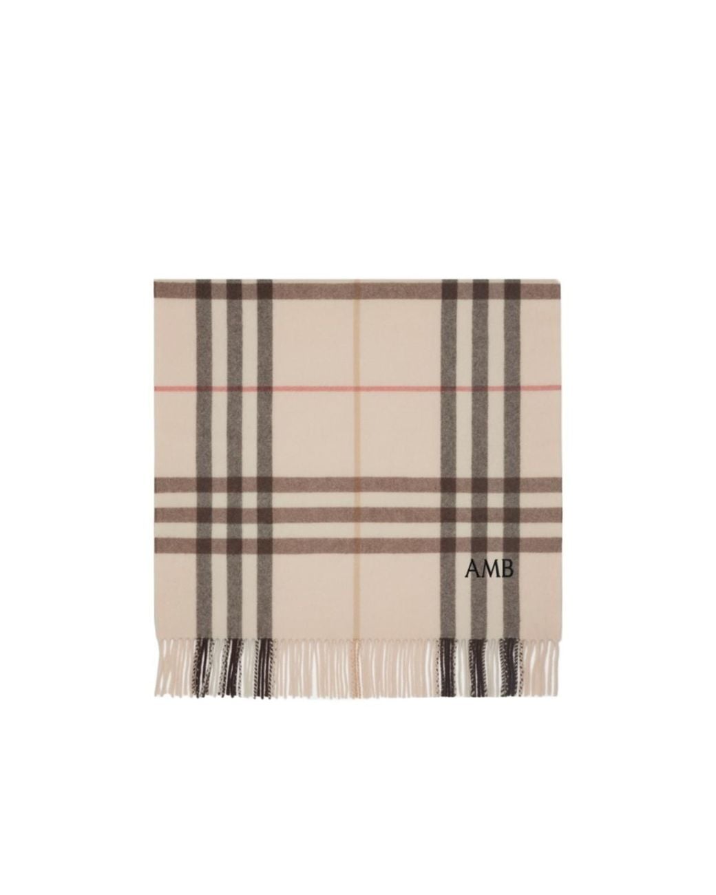 Burberry Natural Checked Fringed-Edge Scarf