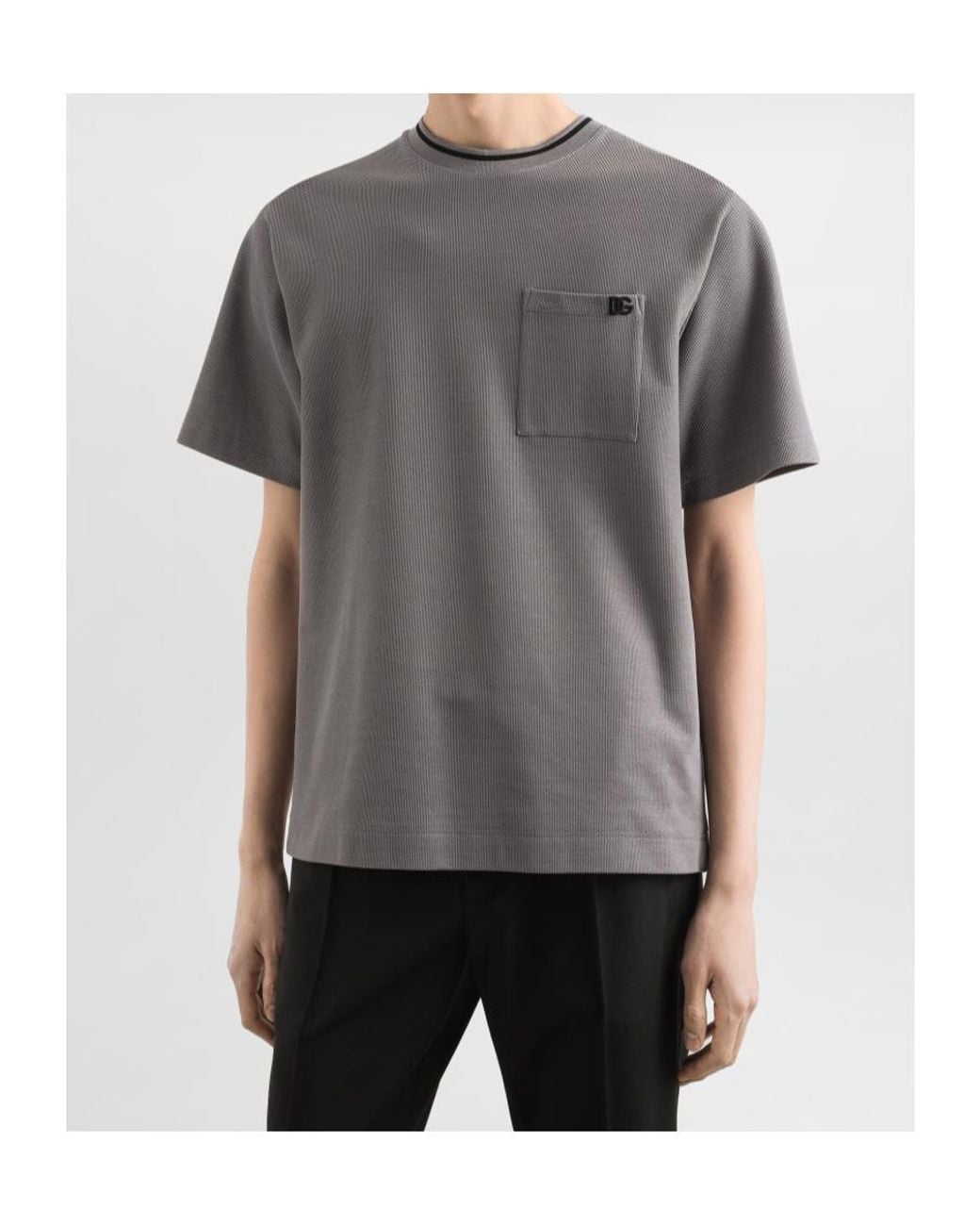 Dolce & Gabbana Gray Cotton Piqué T-Shirt for men