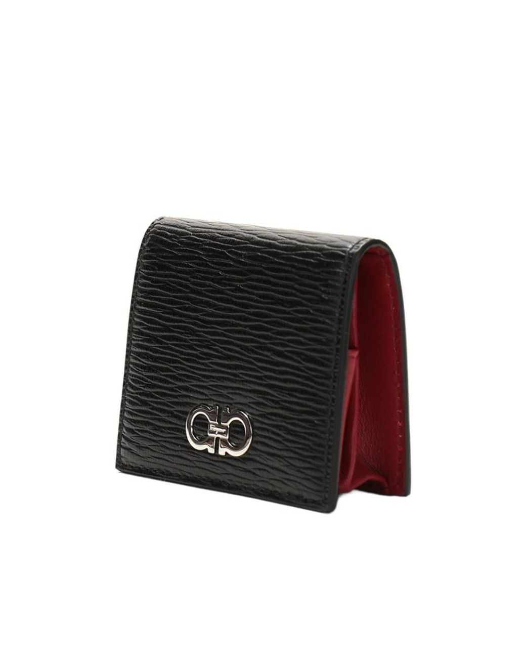 Ferragamo Black Logo-Plaque Leather Cardholder