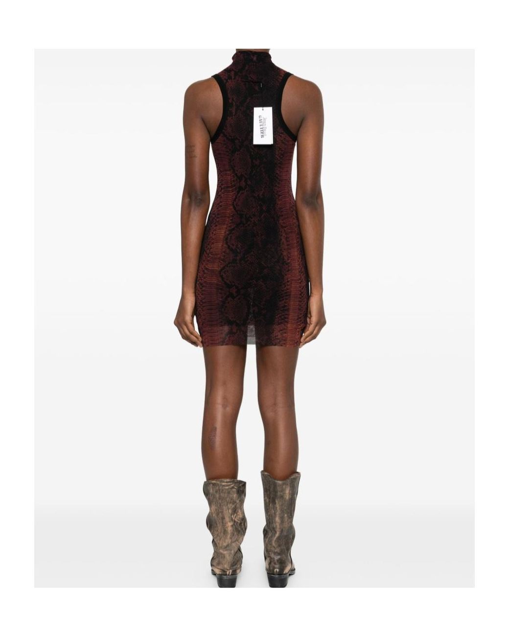 Jean Paul Gaultier Purple Snakeskin High-Neck Mini Dress
