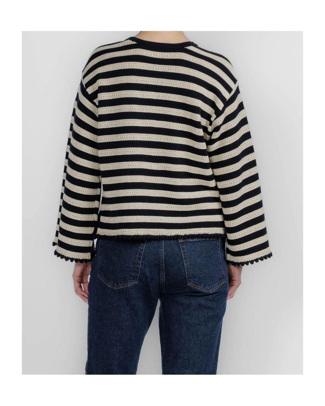 FRAME Black Striped Pullover