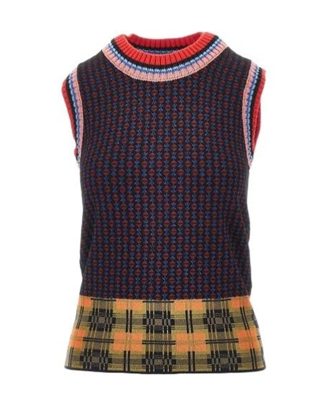 Dries Van Noten Blue Jacquard Wool Sweater