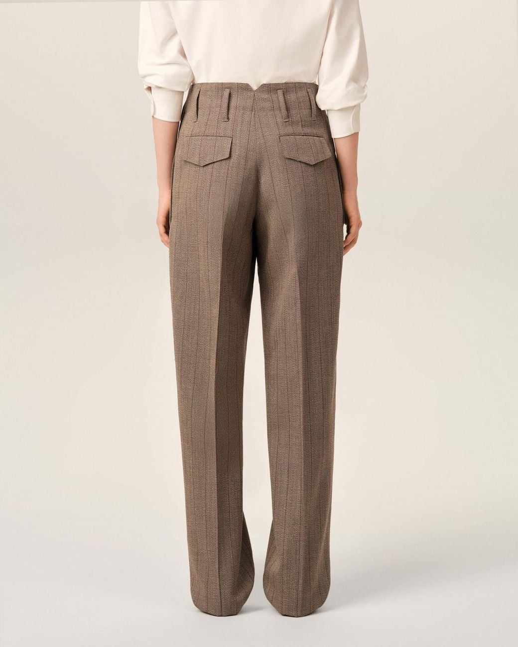 AMI Brown Ami Wool Striped Two-Pleats Trousers