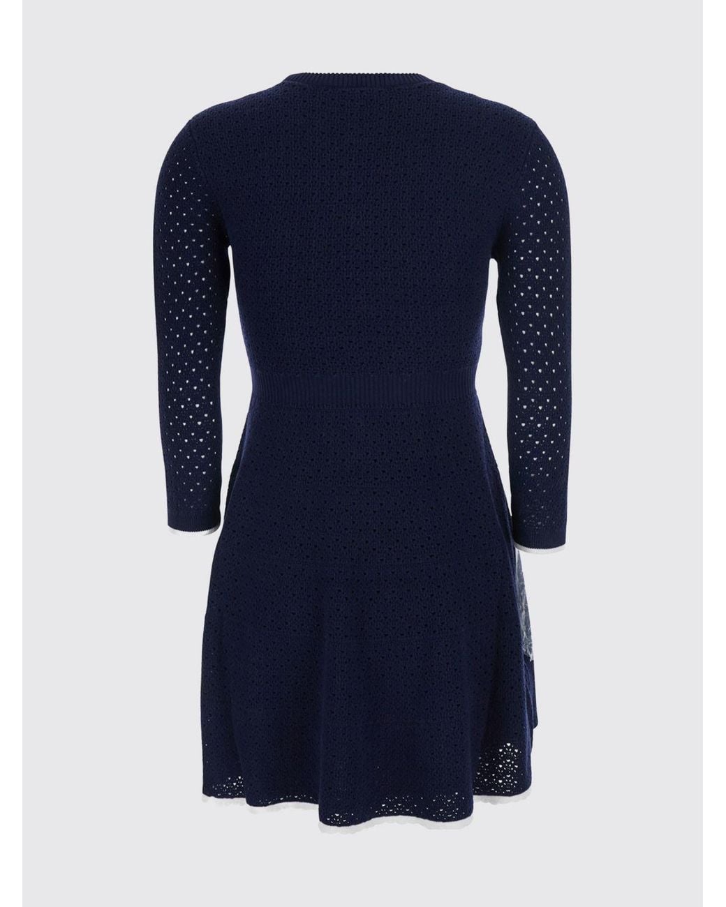Self-Portrait Blue Bow Knit Mini Dress