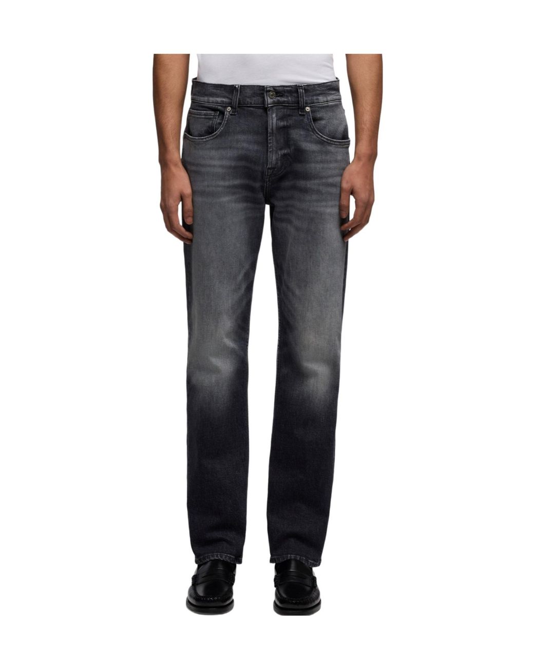 7 For All Mankind Blue Straight-Leg Jeans for men