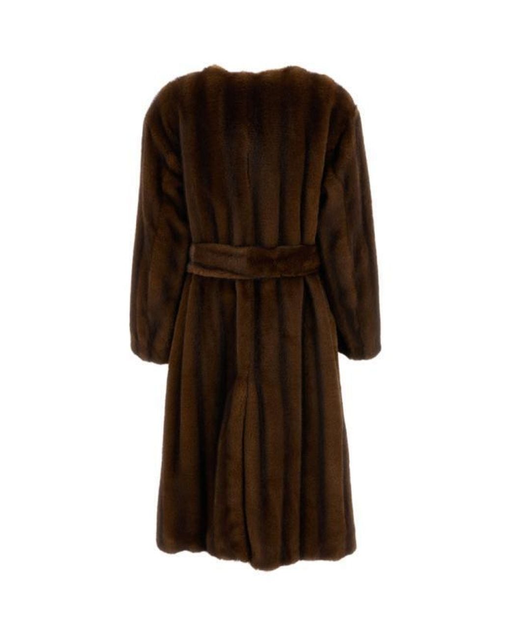 Stand Studio Brown Miranda Open Front Faux-Fur Coat