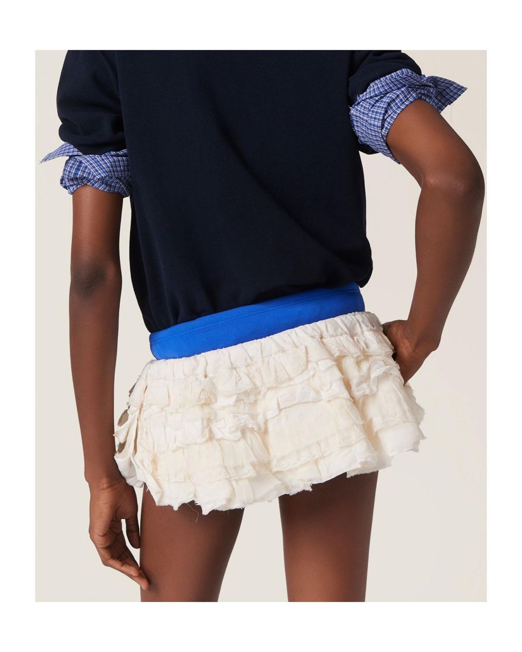 Miu Miu White Slubbed Canvas Miniskirt