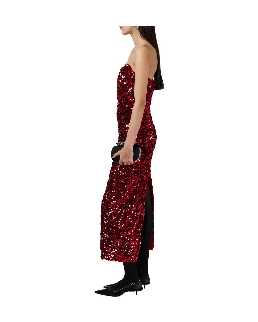 Self-Portrait Red 3D Sequin Midi Dress